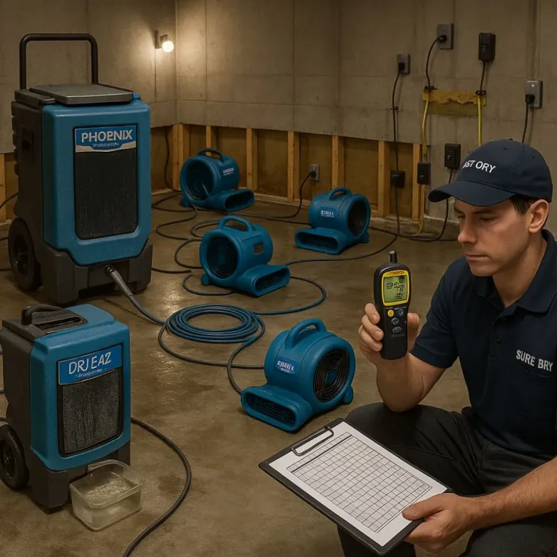 Structural Drying and Dehumidification process in Corozal, PR